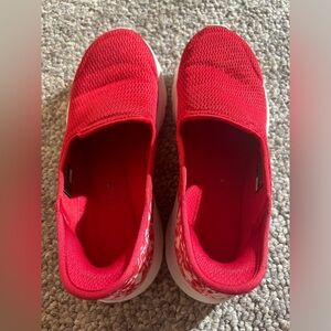 Gently used red tie dye go walk slip ons